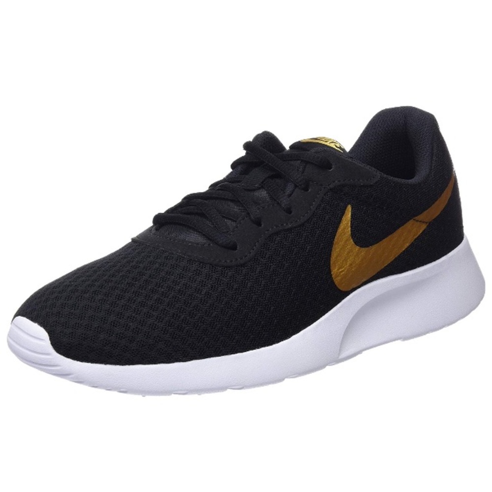 EUC Nike Tanjun 9.5 Black White Metallic Gold